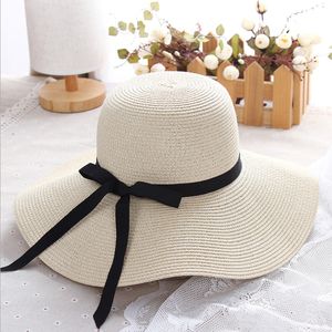 Stingy Brim Hats Simple Foldble Wide Floppy Girls Straw Sun Beach Women Summer UV Protect Travel Cap Lady Female 230508
