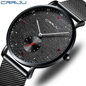 Relogio Masculino Crrju New Men Watch Luxury Business Slim Mesh Mesh Quartz Wristwatch Fashion Sport Sport Male Clock255u