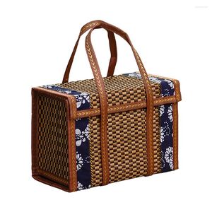 Dinnerwarensätze Wicker Storage Körbe Deckel Klappbares Picknickkorb Einkaufstasche handgewebte Box gewebte Markt