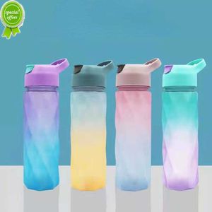 600ml Space Cup Octagonal Cup with Straw Gradient Water Cup Protable Outdoor Leakproof Sports Water Bottle Kettle Drinking Cup