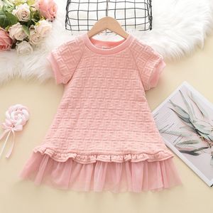 Vestidos de menina menoea moda princesa primavera e outono edição coreana casamento crianças saia garotas bufle malha de manga curta 230508