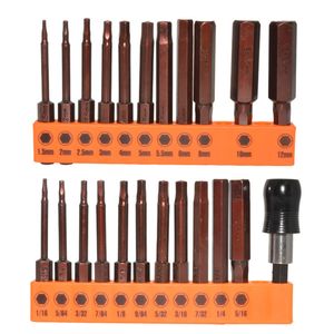 Screwdrivers Hex Head Allen Wrench Drill Bit Set S2 Alloy Steel Metric Imperial Hexagonal Bit Set 60mm Long Hex Key Magnetic Screwdriver Bits 230508