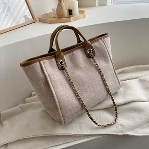 Cheap Purses on sale Simple Canvas Bag Women's Fashion Small Fragrance Chain New Handheld One Shoulder