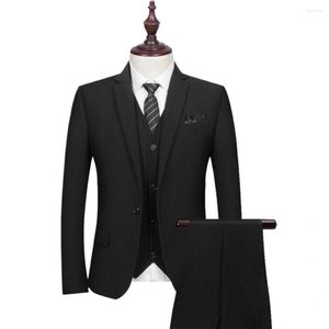 Herrenanzüge Hautfreundlich Trendy Einreiher Formal Blazer Weste Hosen Set Bequemer Bräutigam Anzug Revers Für Büro