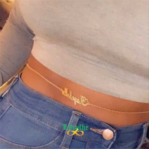 Belly Chains Body Jewelry Custom Name Belly Chains Sexy Beach Boho Accessories Personalized Nameplate Belly Waist Chain For Women BFF Gift Z0508
