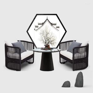 キャンプ家具クリエイティブチャイニーズスタイルの屋外ソファガーデンレジャーレッタンテーブルと椅子セット