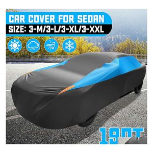 Capas de carros a sedan fl e ao ar livre à prova d'água à prova de neve à prova de poeira Proteção antiuv azul mlxlxxl entrega de mobiles de mobiles motocicletos dhuk0