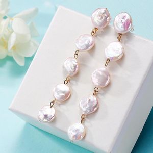 Stud Earrings Natural Pearls Link Drop Earring Knotted Hollow Baroque Pearl Hanging Elegant Trendy Vintage Dangle