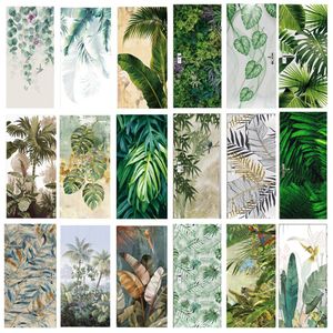 Other Decorative Stickers 3D Green Palm Leaf Door Sticker Self Adhesive P o Wallpaper For Bedroom Entrance Poster Furniture Decal Home Design Cover 230508