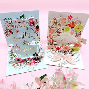 Pop-up do dia das mães Cartão 3D Floral pop-up Feliz aniversário Casamento Aniversário de casamento