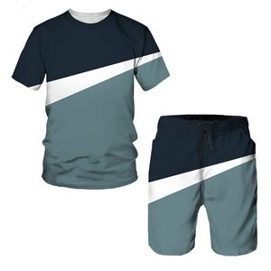 Męskie dresy dla mężczyzn Plus o rozmiaru O szyję szorty T-shirt Modna moda 2-częściowy garnitur sportowy 3D Druk Casual T Shirt Shorts Men Ubranie 230508