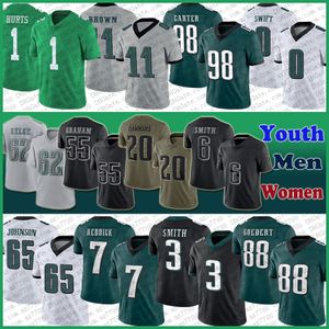 1 Koszulka piłkarska Jalen Hurts 62 Jason Kelce Custom Mężczyźni Kobiety Dzieci 11 AJ Brown Nolan DeVonta Smith DAndre Swift Jalen Carter Brandon Graham Haason Reddick Lane Johnson