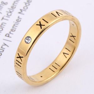 Ringos de cluster Punk Numbers romanos Aço inoxidável para homens simples colorido dourado Hip Hop Titanium Ring Trend Jóias por atacado KBR122