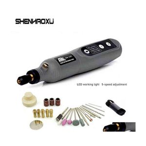 Elektrowerkzeug-Sets Mini Electric Grinder Set Akku-Bohrmaschine Rotary Holzschnitzstift zum Fräsen Gravur 3,6 V USB-Ladegerät Led Working Dhydg