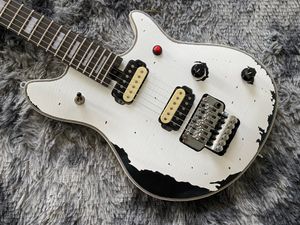 Chitarra elettrica cinese OEM fatta a mano pesante sistema di tremolo duplex relic colore bianco e nero