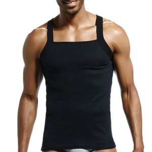 Tanques masculinos Tops de colete casual colorido sólido sem mangas de pescoço algodão fino tanques masculinos de rua de rua 230506