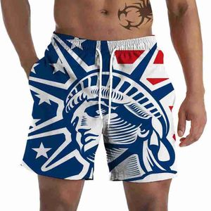 Shorts masculinos shorts casuais praia masculina praia curta short casual shorts 3d quarto de julho bandeira de bandeira independência do dia shorts streetwear y23