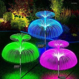 Dubbel solmanetljus 7 färger trädgårdsljus ledande fiberoptisk utomhusvattentät dekorlampa för gräsmatta uteplats