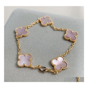 Charm Armband 2023 Luxury Clover Designer Armband Mother of Pearl 18K GOL Love Bangle Shining Crystal Diamond Jewelry for Drop Del DHQ8D