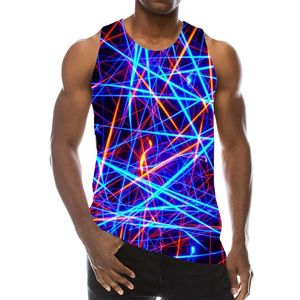 Tampo masculino tampa azul linhas de tampo do tanque para homens impressão 3D Psicedélico Padrão manipuloso Top Graphic Vest Streetwear Novelty Hip Hop Tees 230506