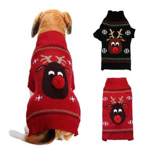 Suéter para cachorro com nariz vermelho, suéter para cachorro pequeno, médio e grande, suéter feio de malha para animais de estimação, feriado e festa para cachorro