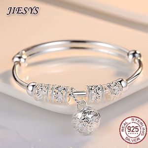 Bangle 925 Sterling Silver Hollow Bells Ball Bangles Justerbara armband för kvinnor Fashion Holiday Gifts Party Wedding Jewelry 230508