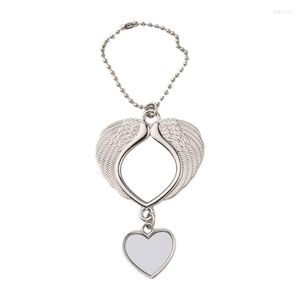 Keychains Metal Sublimation Blank Pendant Double Sided Printable Keys Chains Wing Heart Shaped K3ND