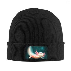 Basker axolotl leende beanie cap unisex vinter varm motorhuv femme stickade hattar kawaii slappna av djurskallar mössor för män kvinnor