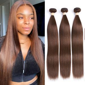 Hair Bulks Brown Straight Bundles Brazilian Human 2/3/4 Dark Extensions Natural Color 230508