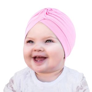 Solid Baby Turban Hat Cute Knot Meninos Meninas Capinho Capinho Capinho para Meninas menino Spring Autumn Beanie Turbano Infantil