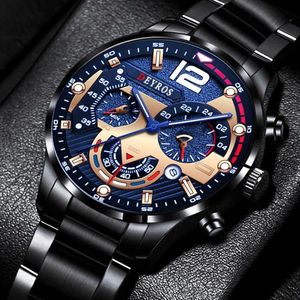 Zegarki ze zegarem zegarkowymi zegarami ze zegarem ze stali nierdzewnej luksusowy kwarcowy kalendarz kalendarz Lumainous zegar Men Business Casual Watch ReliOJ Hombre 230506