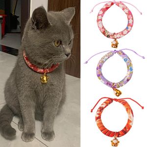 Os colares de gato lidera colarinho de laranja japonês com sinos fofo animal de estimação ajustável para gatos shorthair puppy mascotas acessórios gato suministros