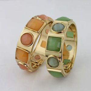 Bangle Women's Gold Plated Armband med imitation Gem Fashion Open Bangles smycken