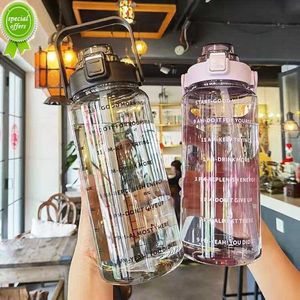 2L Water Bottle with Straw Female Jug Girls Portable Travel bottles Fitness Bike Cup Summer Cold Water Jug with Time Marker