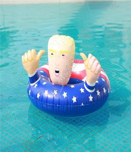 Cartoon Trump Swimming Ring Uppblåsbara flottörer Giant Thicken Circle Flag Swim Ring float för unisex Summer Pool Play Water Party TO2260841