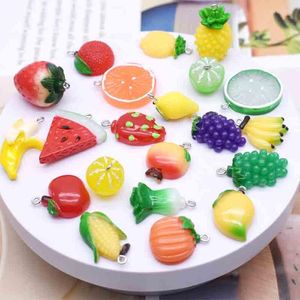 Charms 10pc Frutas mistas de banana whatmalon abacaxi lemon uva acessórios de pingentes de jóias artesanais colar de brinco diy