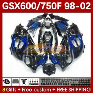 Corpo per suzuki gsxf750 gsxf600 katana gsxf 600 750 cc 600cc 750cc 1998 1998 2000 2001 2001 2002 169no.68 gsx750f GSXF-600 GSXF-750 GSX600F 98 99 00 01 02 Fiamme blu Failing