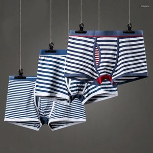 Underpants Men's Striped Boxer Shorts/Sexy Trunk Open Underwear Classic Colorful Stripe Soft Breathable Cotton Brand