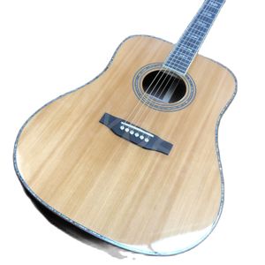 Lvybest 41-Zoll-Massivholzabschnitt D45-Form echte Abalone-Intarsien-Akustikholzgitarre