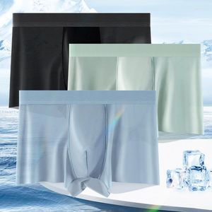 Underpants 35pcs 남성 60 년대 얼음 실크 매끄러운 속옷 편안한 가벼운 가벼운 울트라 층 팬티 중간 웨이스트 통기성 복서
