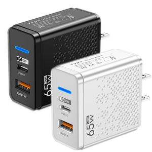 GAN 65WデュアルポートPD USB CウォールチャージャーQC3.0 48W 33W 12W USBパワーアダプター用iPhone 12 13 14 15 SAMSUNG HTC LG EU US UK Plug