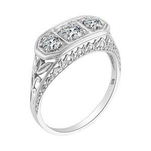 Solitaire Ring خمر 3 حجر الخاتم امرأة الصلبة 925 الفضة الزفاف فرقة الزفاف فيتوريا معتمدة من الجوهرة الغرامة لمآدب المشاركة 230508