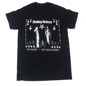 T-shirt da uomo HUANGSRE Choking Victim - No Gods No Managers - Maglietta per adulti su 1 lato X-Large nera 230508
