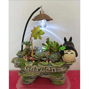 Fioriere Vasi Mini Rockery Vaso da fiori con lampadina Illuminazione Resina per cartoni animati Fioriera per piante grasse Vaso per bonsai Fornitura per giardinaggio 230508