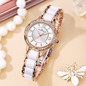 Relógios de pulso Mulheres assistem Luxury Diamond Rose Gold Gold Dress Watches para resina à prova d'água Cerâmica feminina zegarek damskiwristwatches