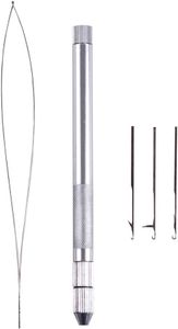 Werkzeuge für Haarverlängerungen 3 Belüftungsnadeln + 1 Halter + 1 Nadeleinfädler mit Zugschlaufe
