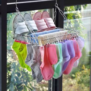 Organization 36/45 Clips Stainless Steel Laundry Drying Rack Towel Bra Underwear Socks Hanger Windproof Clothespin Peg Hook Airer Dryer