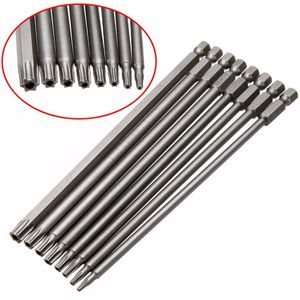 Screwdrivers 8pcs Torx Screwdriver Bit 150mm Length Long Steel Magnetic Security Electric Screw Driver Set 230508