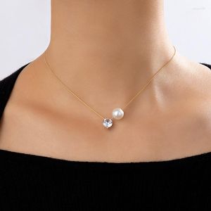 Pendant Necklaces Simple Pearl Stone Choker Necklace For Women Crystal Snowflake Engagement Jewelry 22999