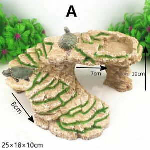 装飾水族館タートルサンバスティングプラットフォーム爬虫類プラットフォームタートルアクチュアリウム装飾Amphivian Aquatic Climb Fish Tank Staircase